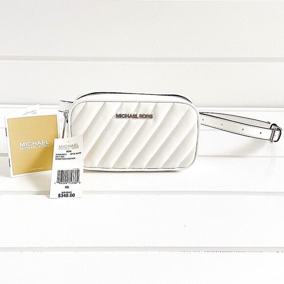 MK Rose Optic White Convertible Quilted Belt Bag - Picture 3 of 13